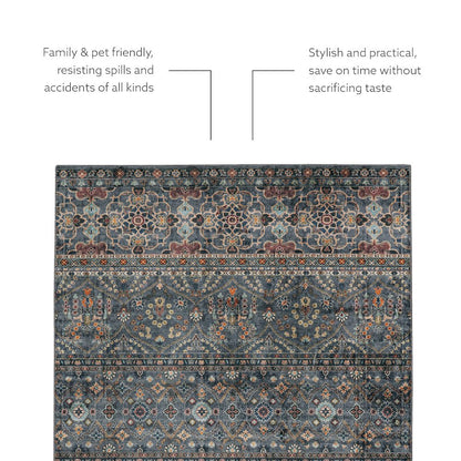Washable Grant Teal/Ivory 3x5, Rug