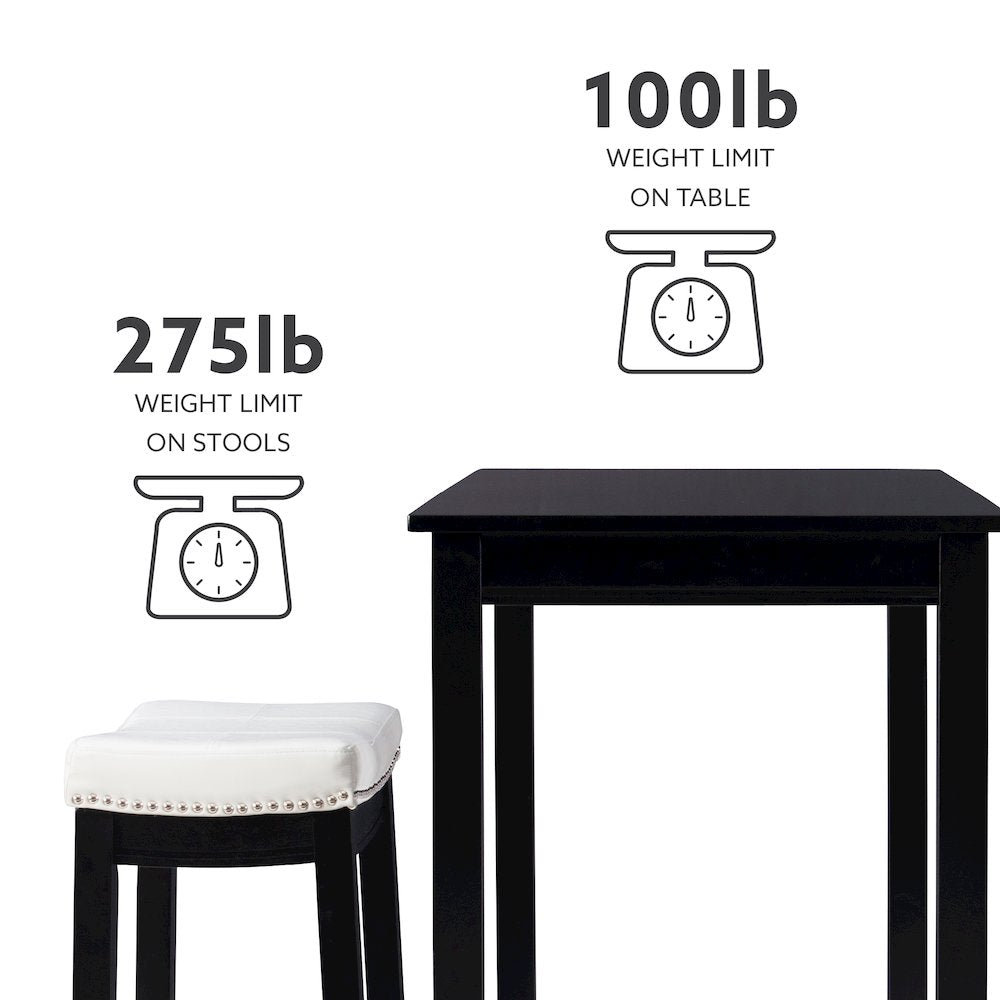Claridge 3Pc Counter Set Black White