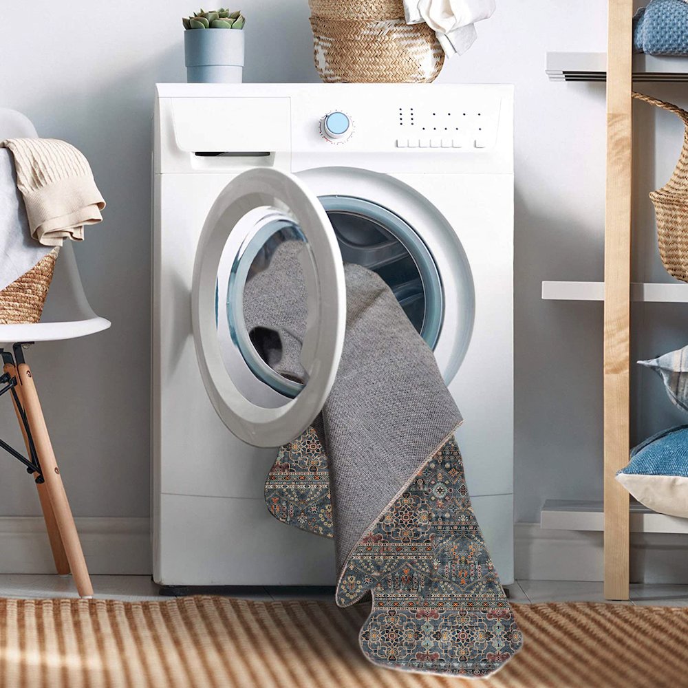 Washable Grant Teal/Ivory 3x5, Rug