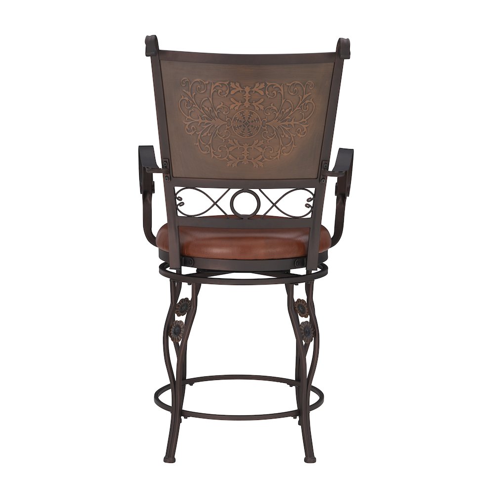 Big & Tall Copper Stamped Back Counter Stool with Arms