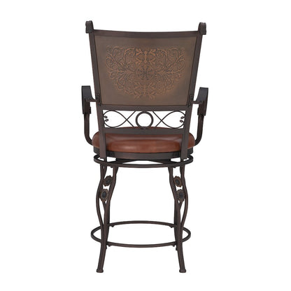 Big & Tall Copper Stamped Back Counter Stool with Arms