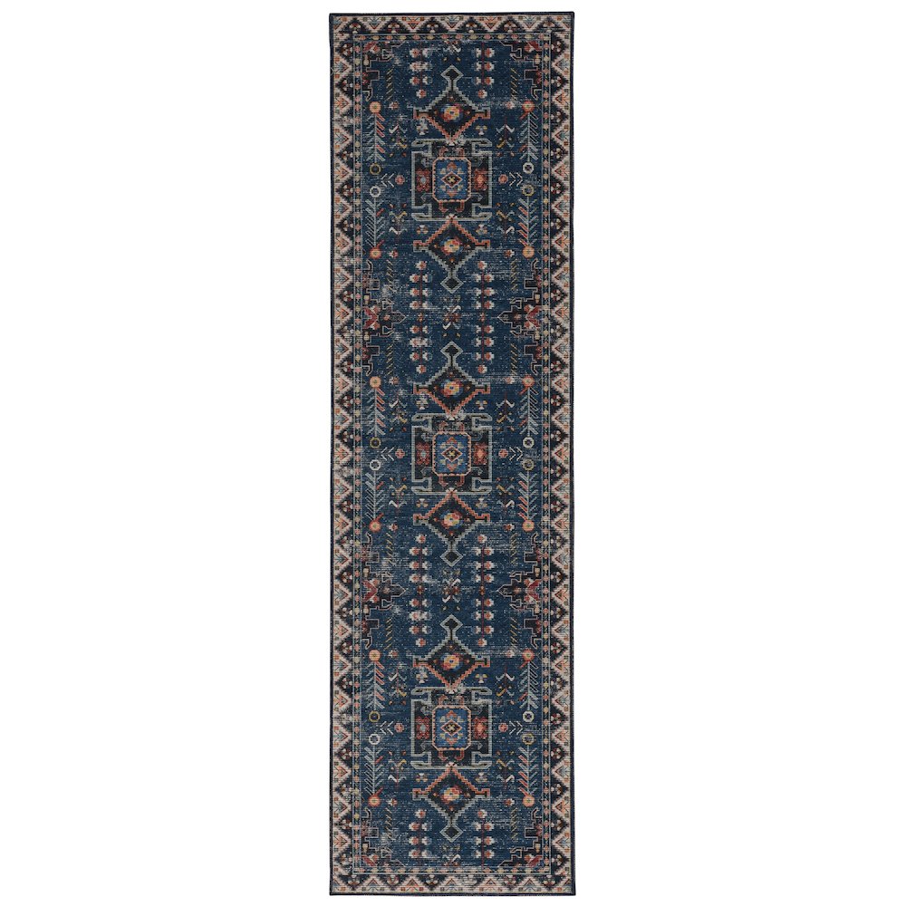 Washable Larson Navy/Ivory 2x8, Rug