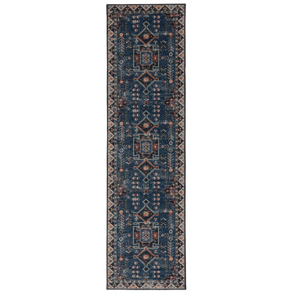 Washable Larson Navy/Ivory 2x8, Rug
