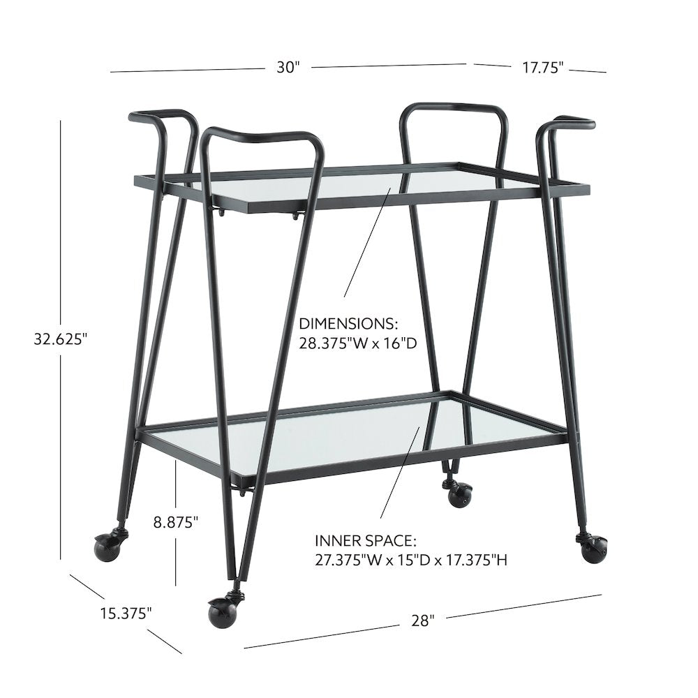 Black Mid Century Bar Cart