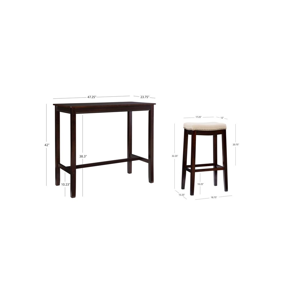 Claridge 3Pc Bar Set Walnut Linen