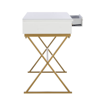 Two-Drawer Campaign Desk, White