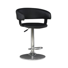 Black Faux Leather Barrel & Chrome Adjustable Height Bar Stool