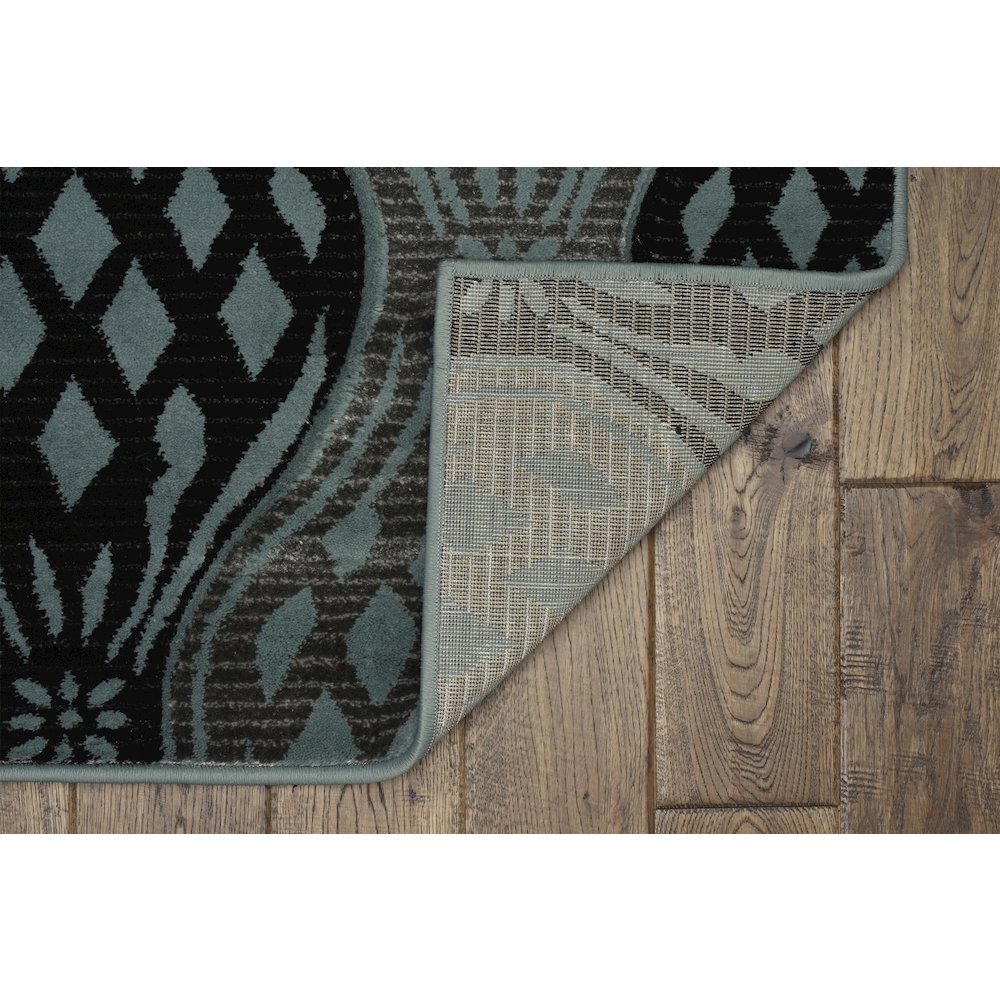 Milan Mylon Black & Turquoise 5x7.6, Rug