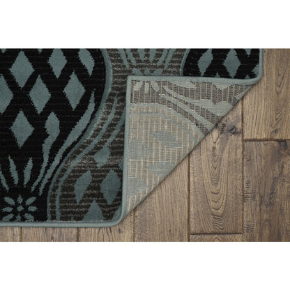Milan Mylon Black & Turquoise 5x7.6, Rug