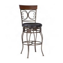 Heavy-Duty Steel Bar Stool with Scroll Back, Big and Tall Design, Brown