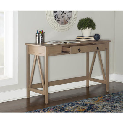 Driftwood Office Desk with Solid Eucalyptus Pine Finish, Spacious Work Surface