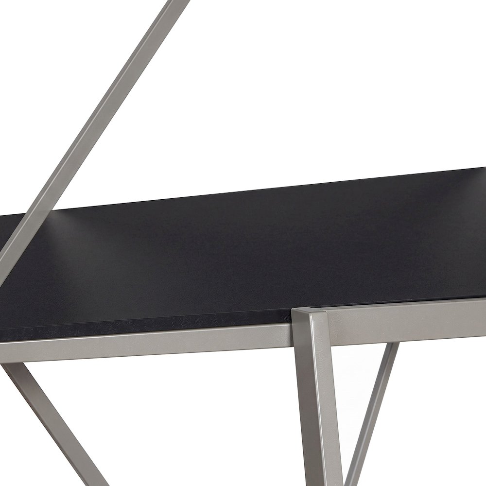 FurniFact Twin Loft Bed with Study Desk and Tubular Steel Frame, Pewter