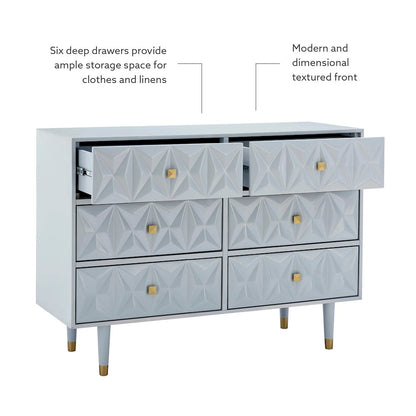 Six Drawer Geo Texture Dresser Grey