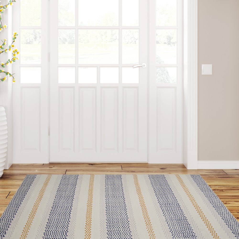 Outdoor Washable Delray Ivory & Blue 3' X 5', Rug