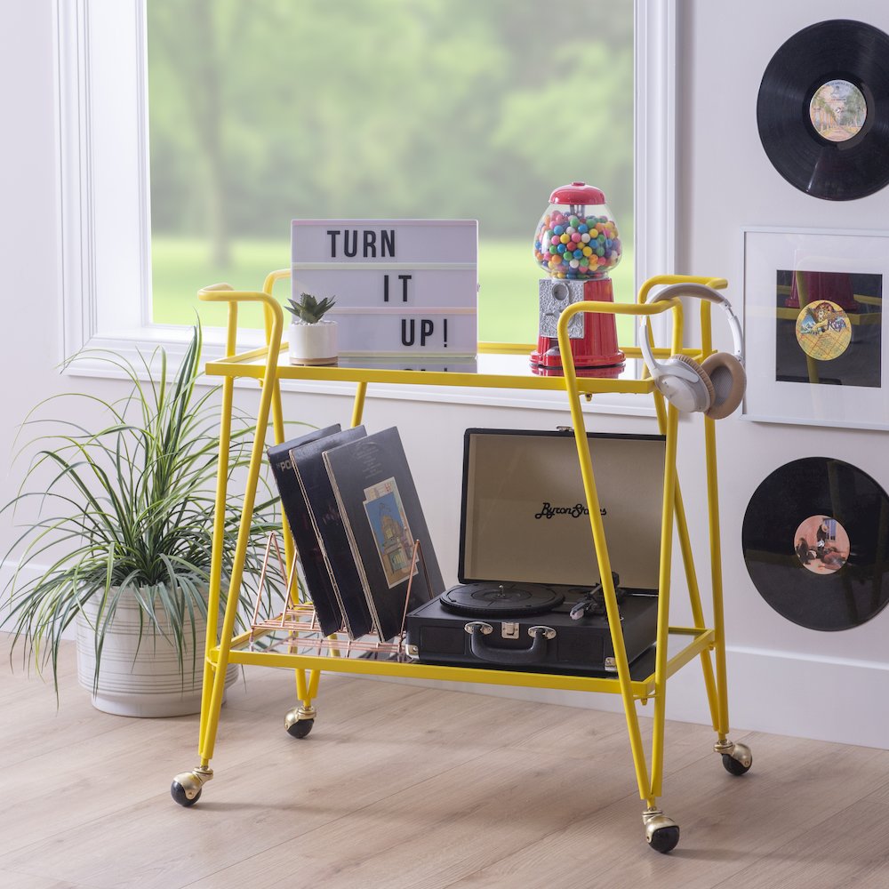 Yellow Mid-Century Bar Cart