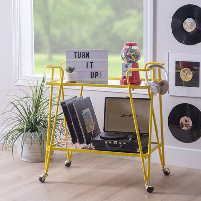 Yellow Mid-Century Bar Cart