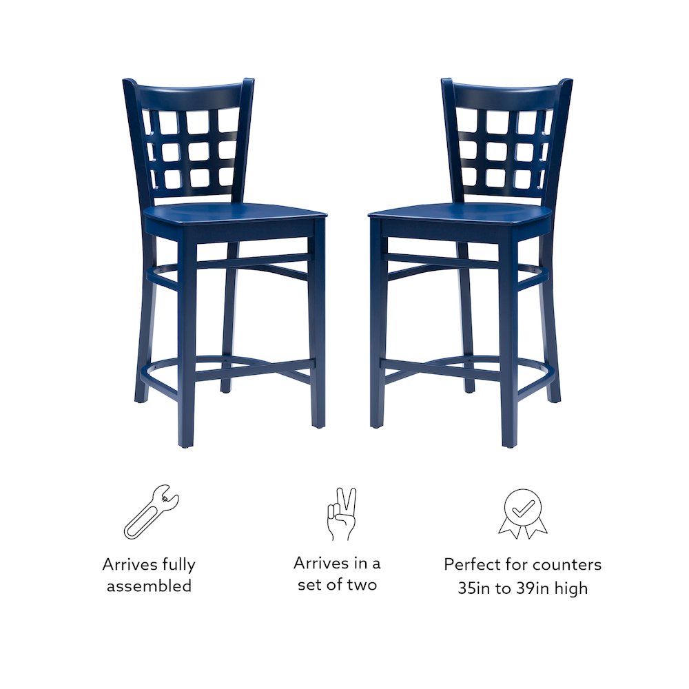 Lola Navy Counter Stool W Wood Seat