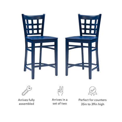 Lola Navy Counter Stool W Wood Seat