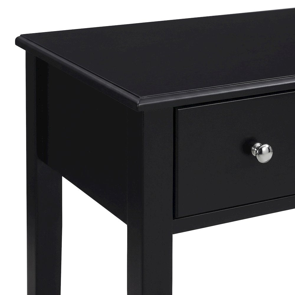 FurniFact Vanity Set with Flip-Top Mirror, Two Drawers and Stool, Black