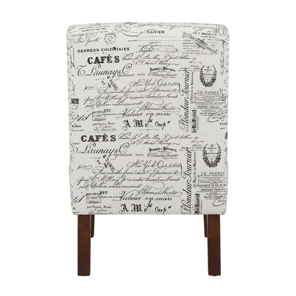 Linen Script Lily Accent Chair in Brown Fabric with Comfortable Seat