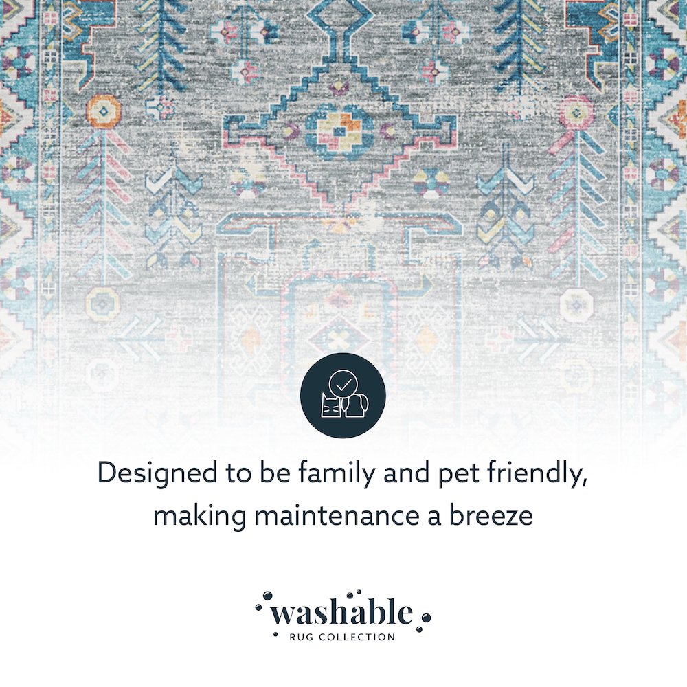 Washable Barron Grey/Green 3x5, Rug