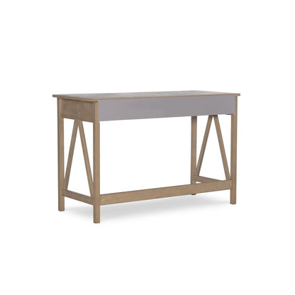 Driftwood Office Desk with Solid Eucalyptus Pine Finish, Spacious Work Surface
