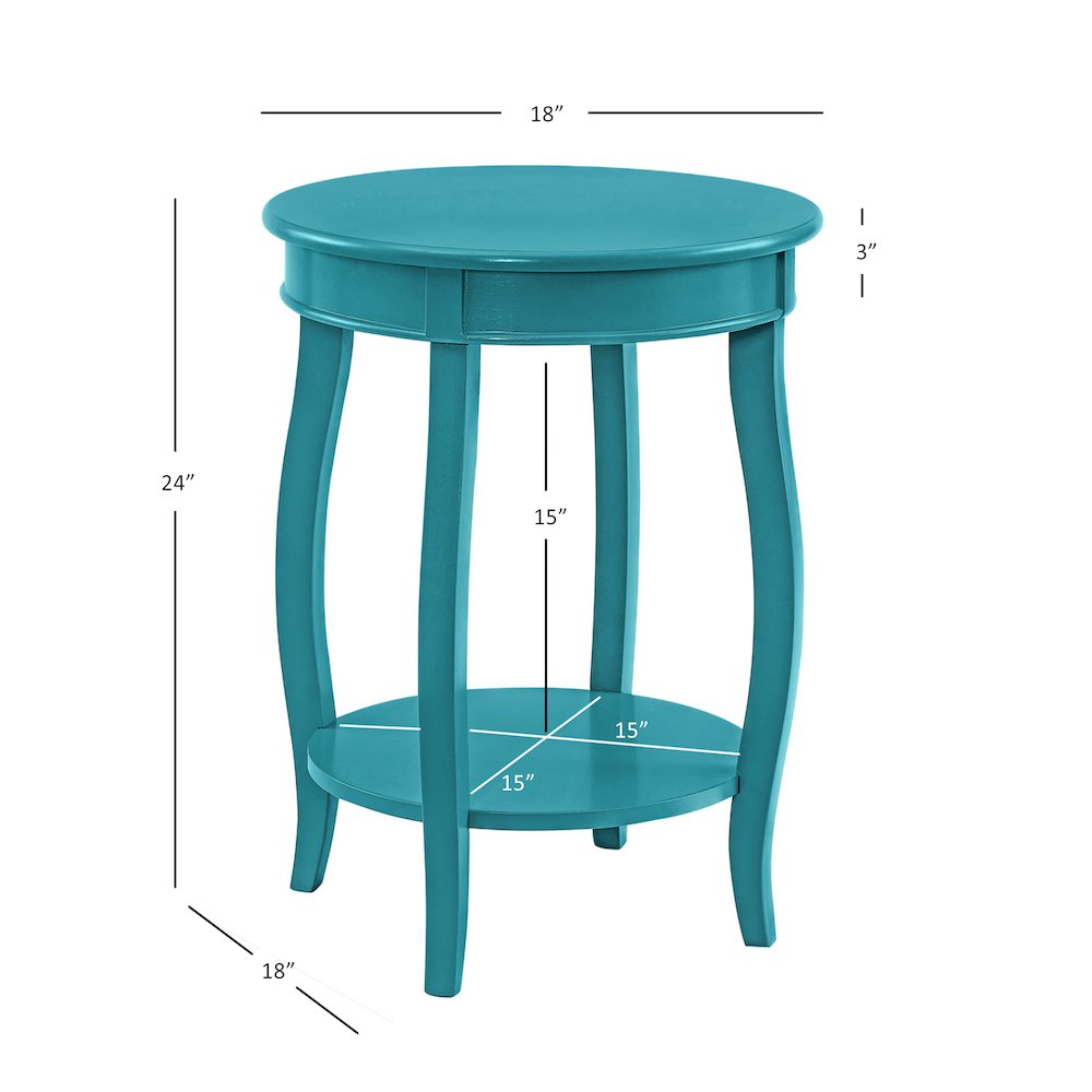 Teal Round Table with Shelf