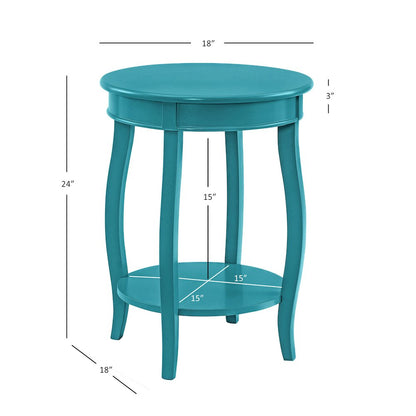 Teal Round Table with Shelf