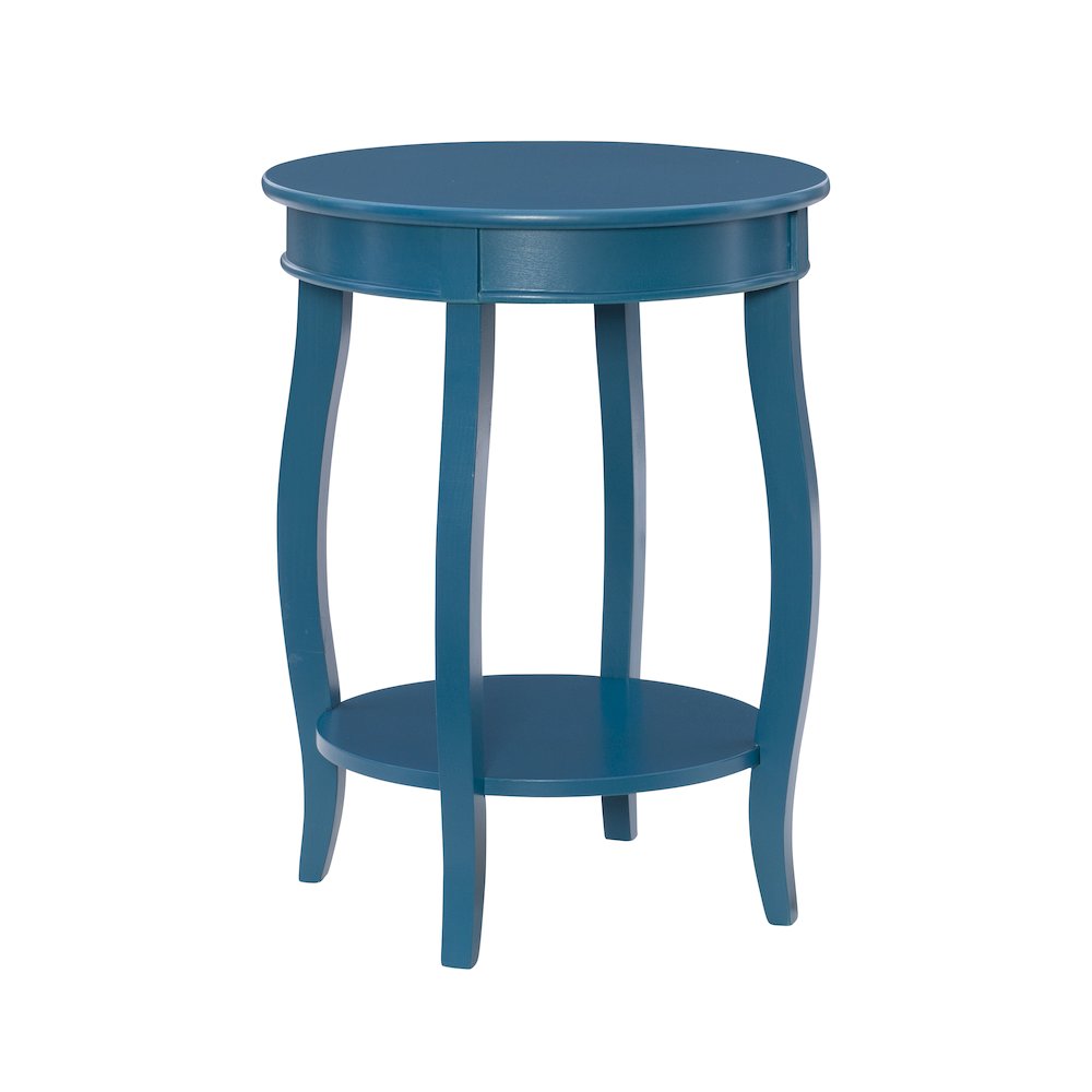 Teal Round Table with Shelf