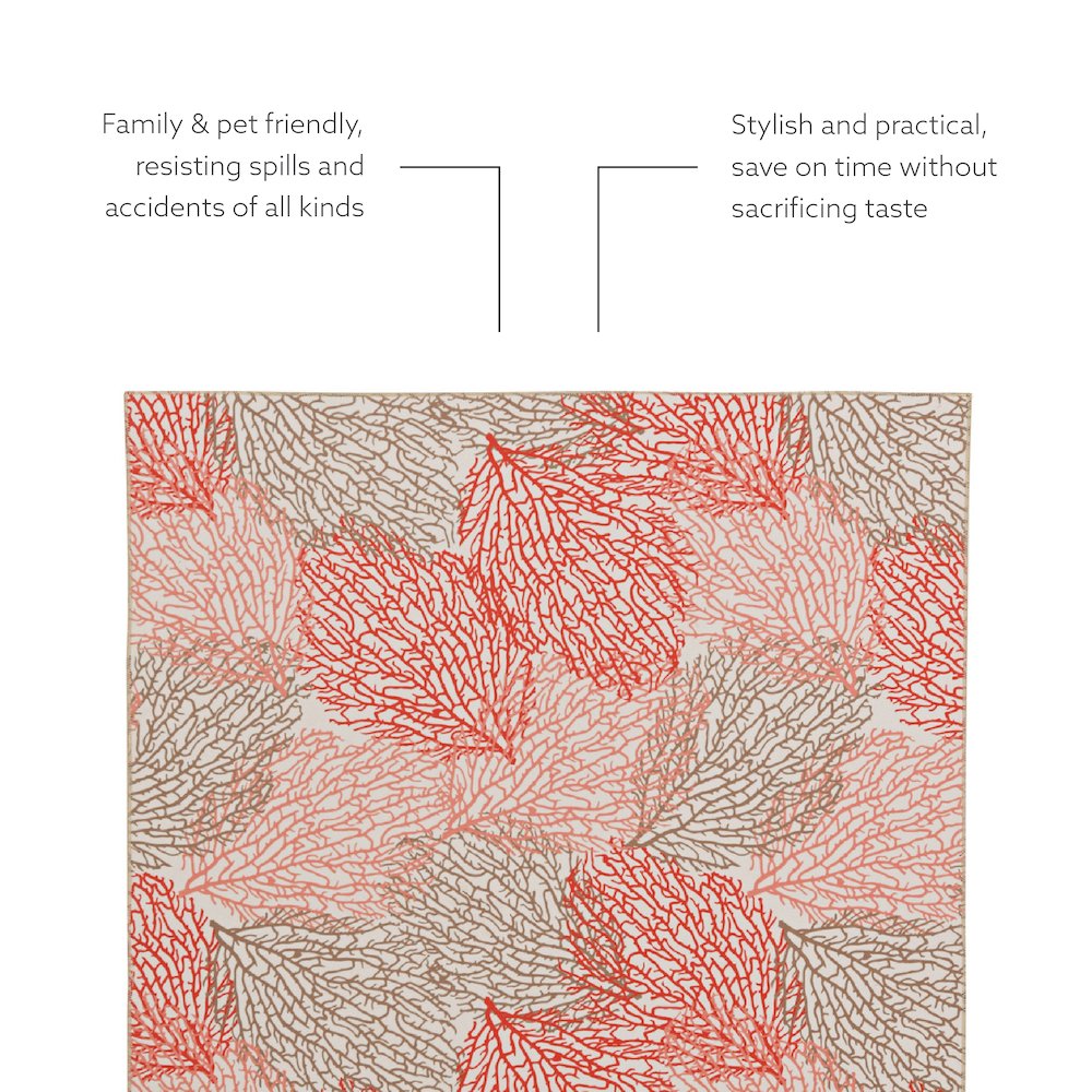 Washable Haylee Ivory/Coral 2x3, Rug