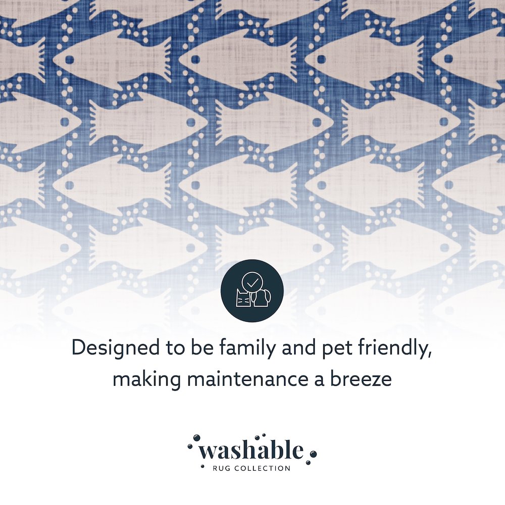 Washable Seabourne Ivory/Blue 3x5, Rug
