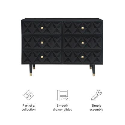 Six Drawer Geo Texture Dresser Black