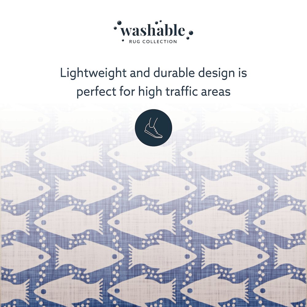 Washable Seabourne Ivory/Blue 5x7, Rug