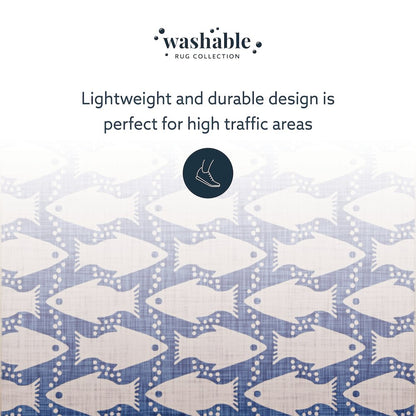 Washable Seabourne Ivory/Blue 5x7, Rug