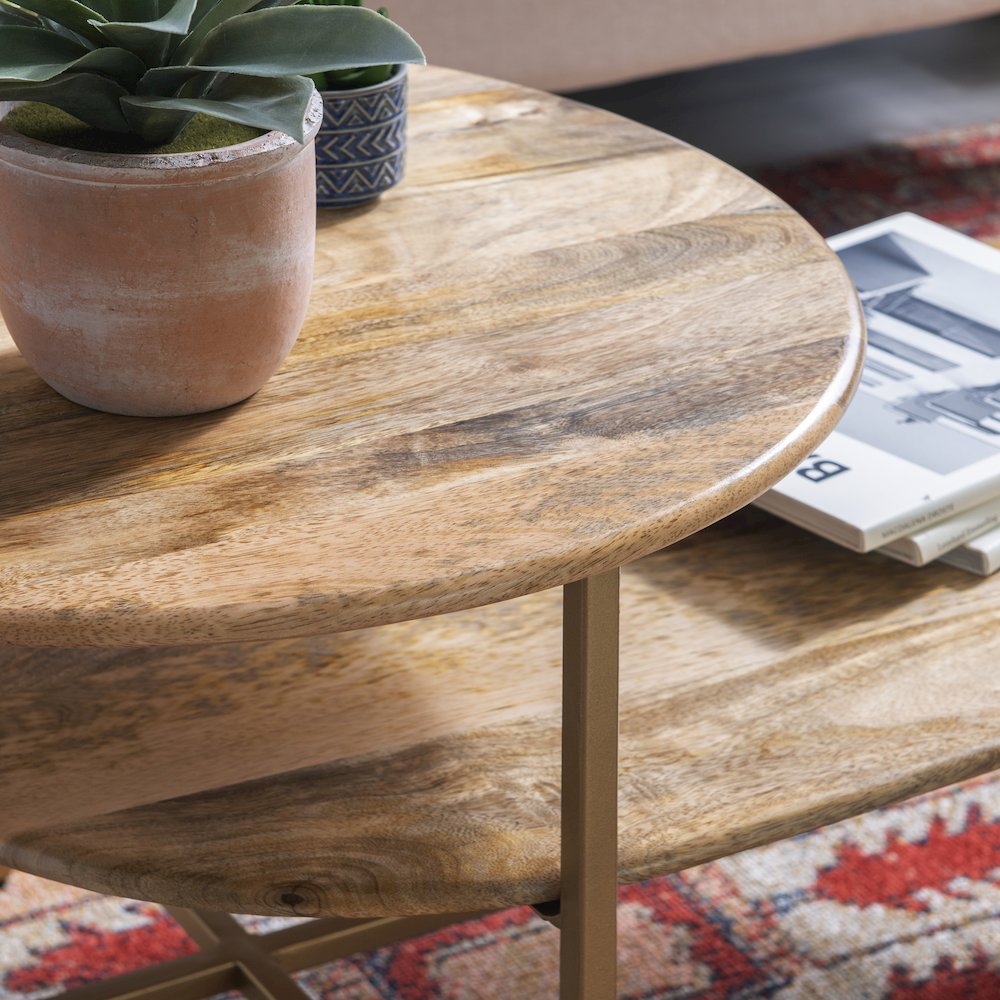 Tavin Two Tiered Coffee Table Natural Gold