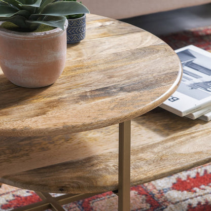Tavin Two Tiered Coffee Table Natural Gold