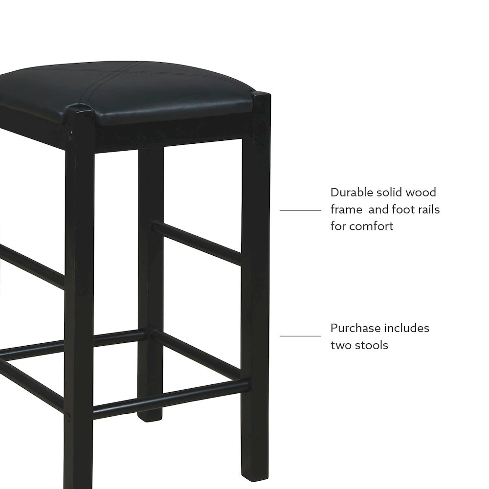 Lancer Backless Counter Stools, Black - Set Of Two
