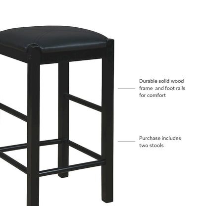 Lancer Backless Counter Stools, Black - Set Of Two
