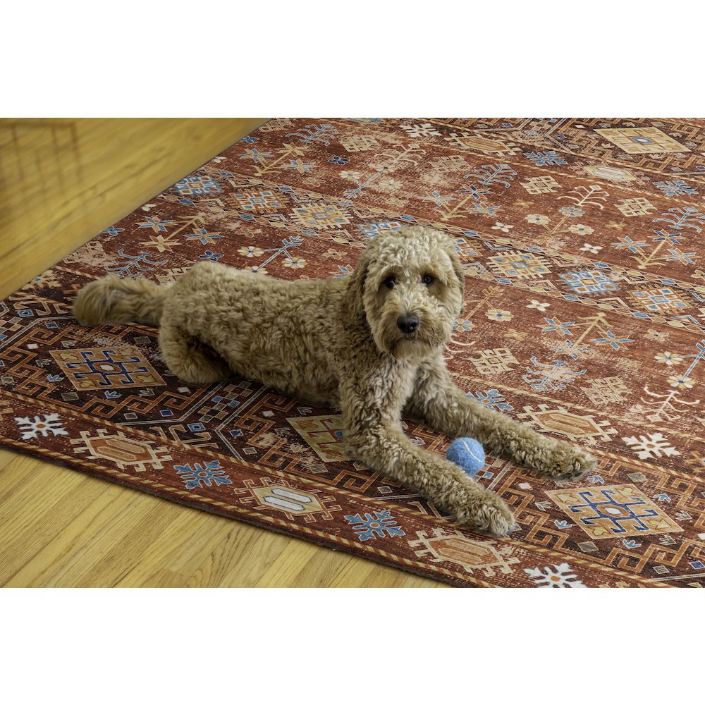 Washable Devlin Red/Ivory 5x7, Rug
