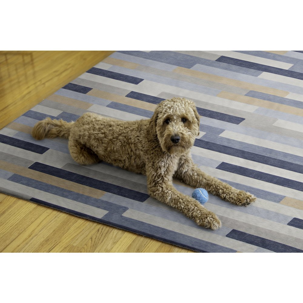 Outdoor Washable Miami Ivory & Blue 7' X 9', Rug