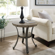 Franklin Metal and Wood Round Side Table Pewter