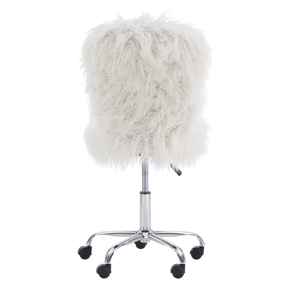 Faux Flokati Armless Office Chair, White