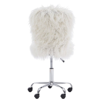 Faux Flokati Armless Office Chair, White