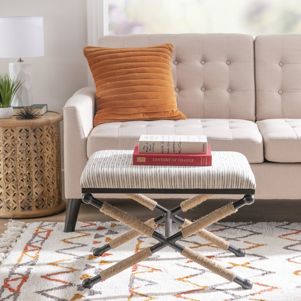Ashburn Campaign Accent Stool Striped