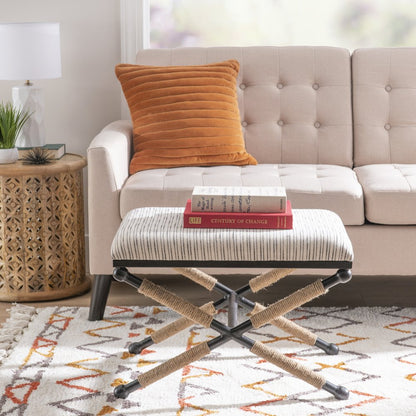 Ashburn Campaign Accent Stool Striped