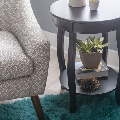 Black Round Table with shelf