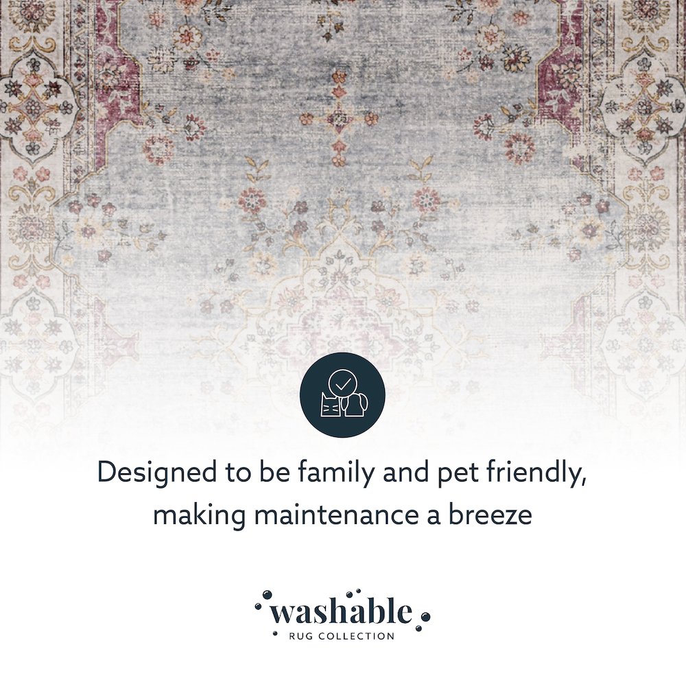 Washable Lennox Pale Blue/Ivory 2x8, Rug