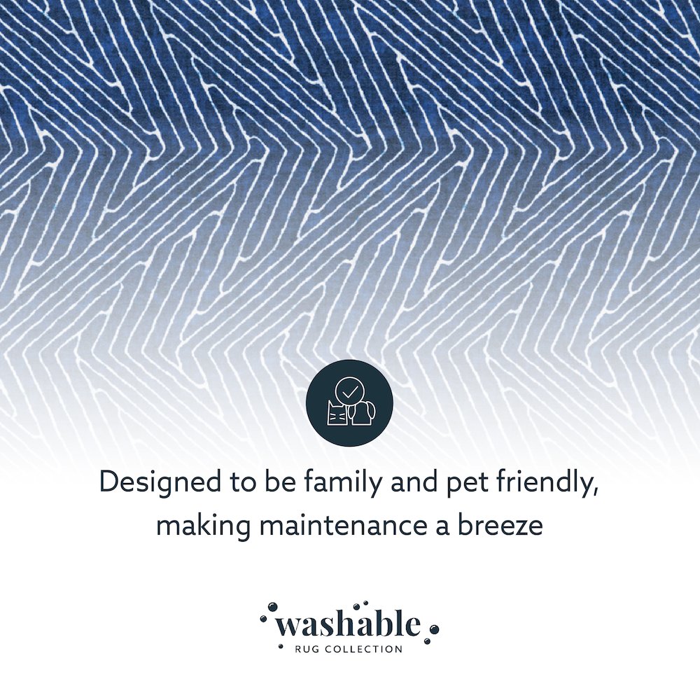 Washable Fuller Blue/Ivory 2x8, Rug