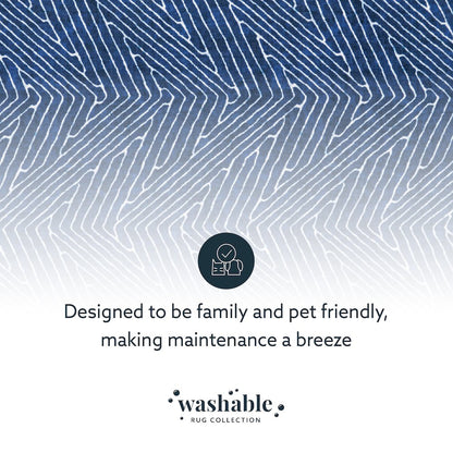 Washable Fuller Blue/Ivory 2x8, Rug