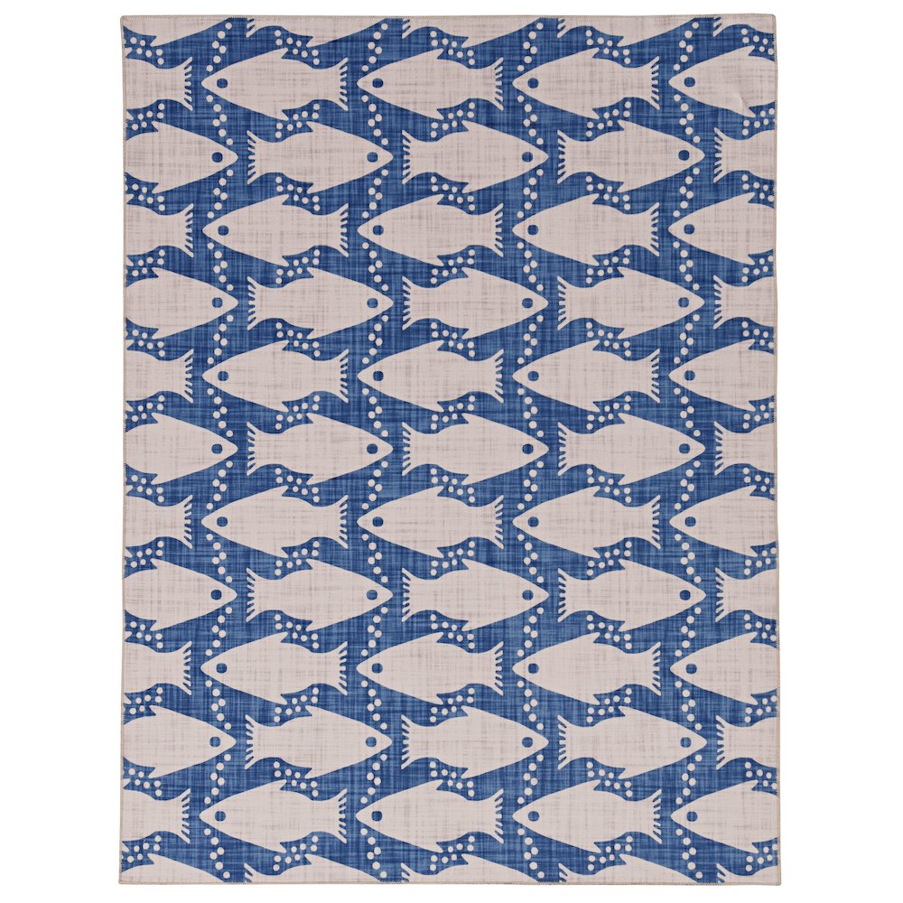 Washable Seabourne Ivory/Blue 5x7, Rug
